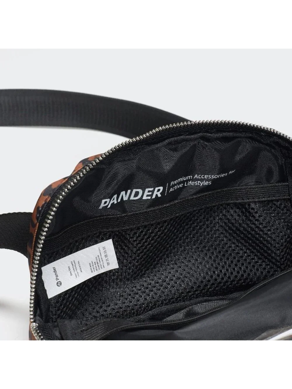 Men's Midnight Leopard Crossbody Belt Bag Wide Zipper Adjustable Strap 3-Pockets